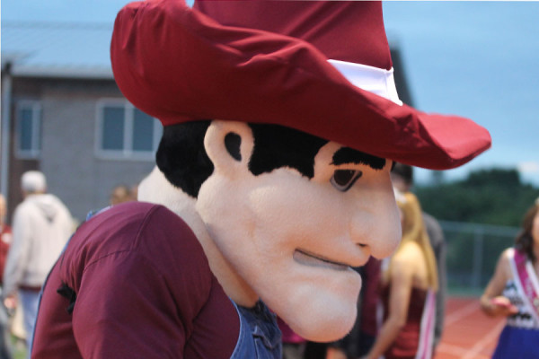 Big John gets the crowd excited for the Homecoming game