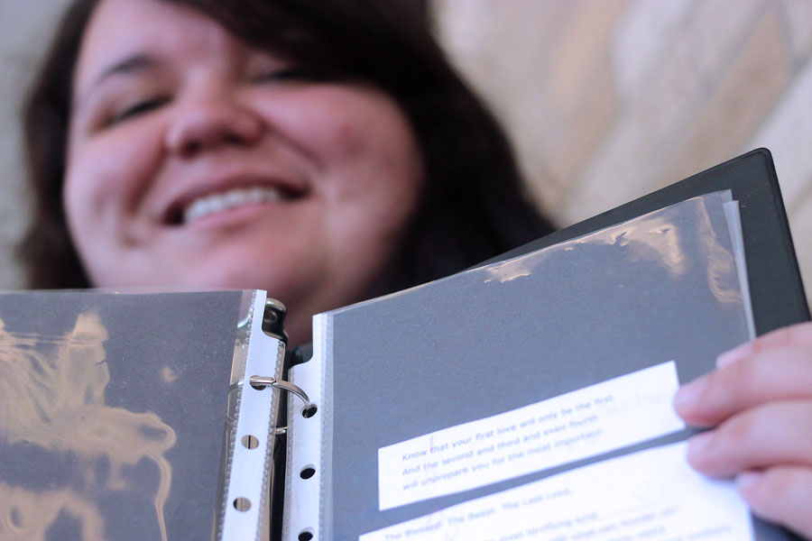 Senior Madeline Ybarra smiles next to a binder that has become a very big part of her life. I would love to do some form of writing or performance in college. My goal is to become a part of a debate team and continue this activity for as long as possible.
