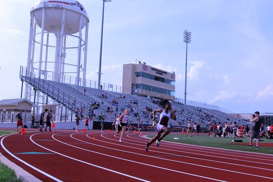 Relay race at the Track and Field Meet at  Marcus on April 9 
