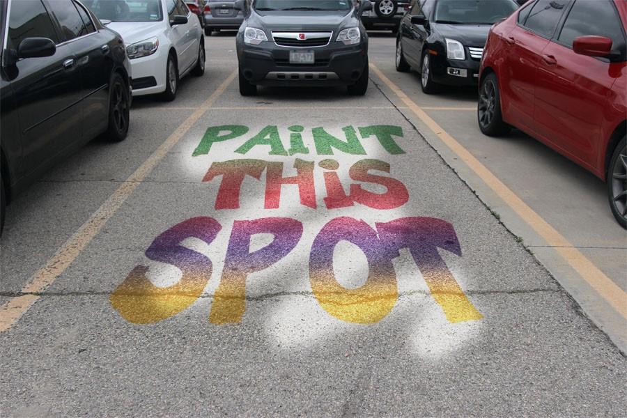 A lottery will determine which seniors will receive the chance to paint a reserved parking spot in the teacher lot next year. Graphic by Laura Godinez and Elizabeth Wegener