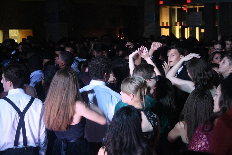 Students dance to the beat of the music.