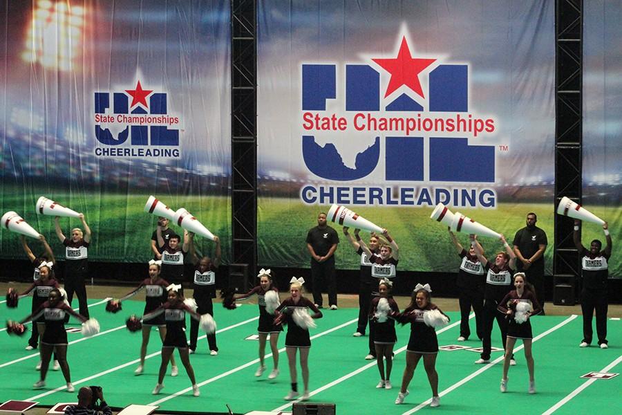 Farmer Cheer performing at the UIL State championships here in Texas.