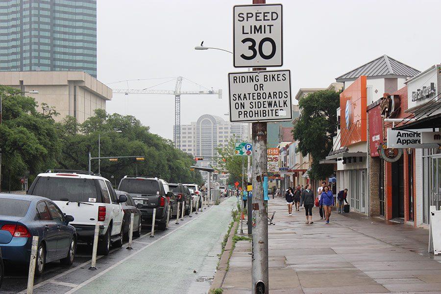 A speed limit sign on Guadalupe Street.