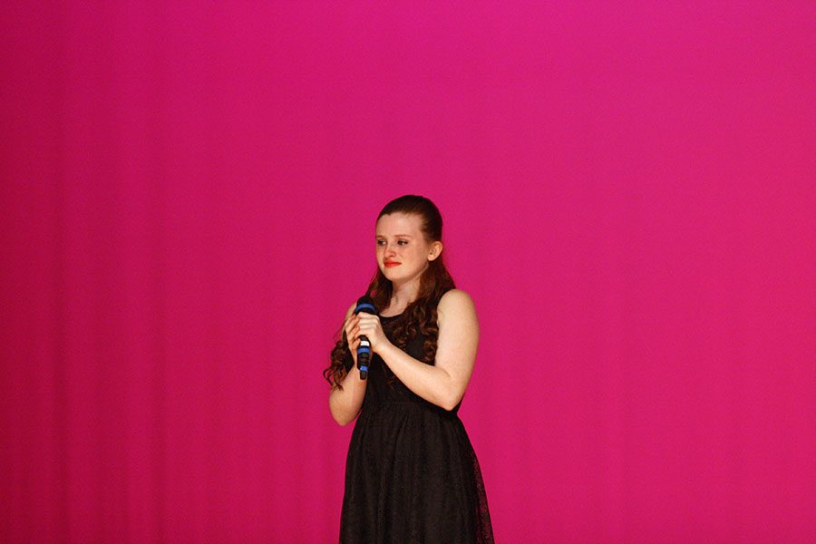 Senior Brittney Green gets emotional while singing from her heart during the revue.