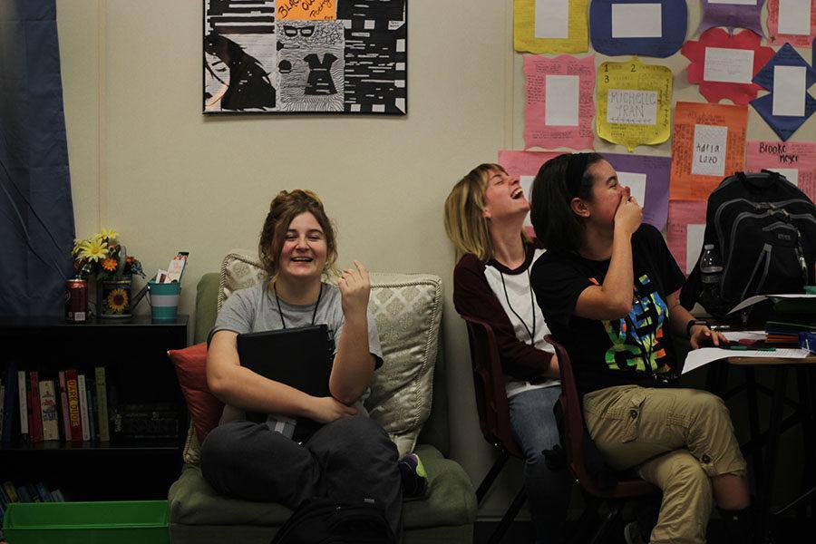 Members of lit mag enjoy their time during the meeting on Tuesday, April 4.