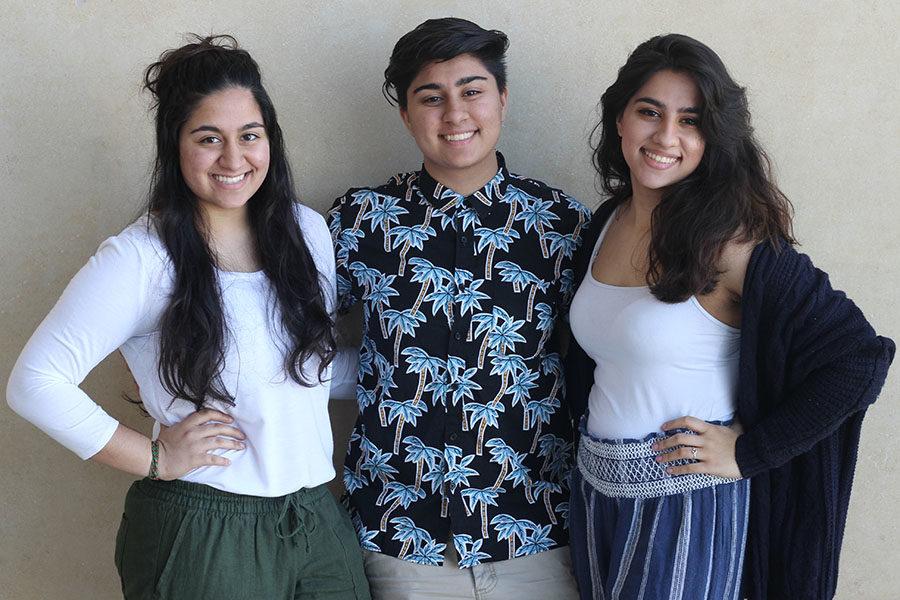 The triplets align: Mahek, Samiha and Nida Jaffer.