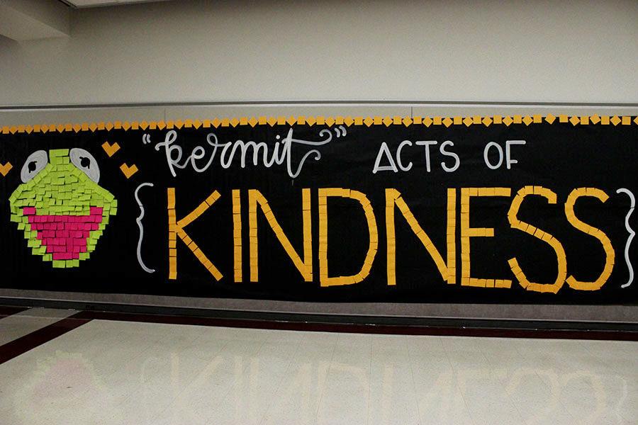 Lower G hall displays kindness decor made by Student Council.