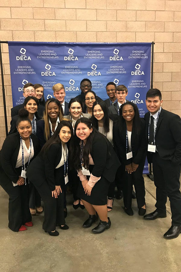 DECA students pose for a picture. Courtesy of Valerie Cooper.