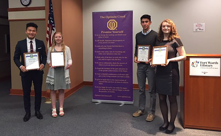 Speech and Debate members display their awards at the Optimist Club Oratorical Zone Speech Contest on Saturday, March 23. Courtesy of Liana Massengale.