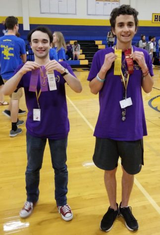 Seniors Aaron Jackson and Stephen Whitacre place at the Texas State Junior Classical League Convention on the weekend of April 5. Courtesy of Latin Club.