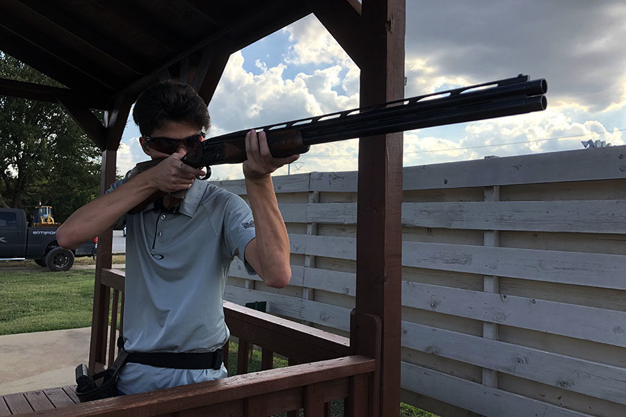 Junior Parker Whittenburg shoots at a sporting clays station on Tuesday, Sept. 10. Courtesy of Robert Whittenburg. 