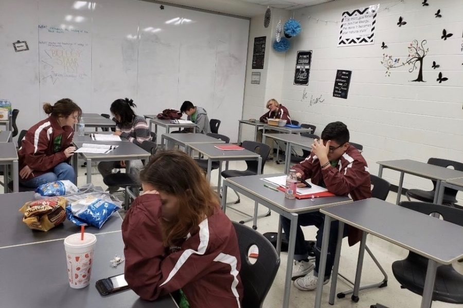 Decathletes attend the Academic Decathlon district competition on Saturday, Dec. 14. Courtesy of Amber Counts.