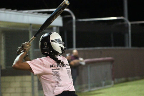 Senior team captain Sierra Nixon steps up to the plate to bat during the Battle of the Bats game on Wednesday, Oct. 23.