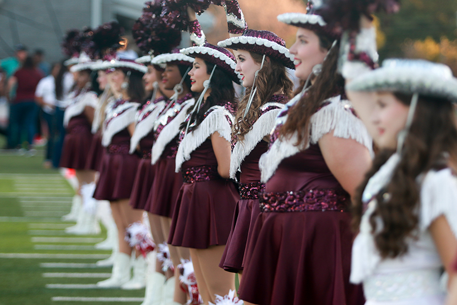 The drill team lines up before the homecoming football game on Sept. 30.