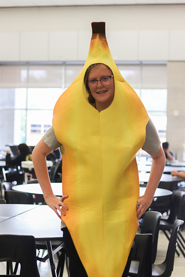 Senior Hannah Burkett dresses up as a banana for character day. 