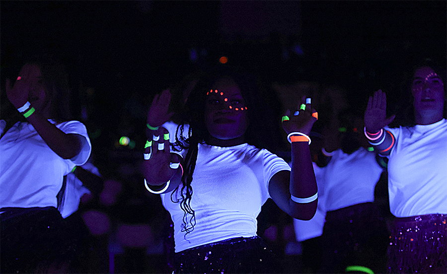 Cheerleaders perform at the BOTA pep rally.