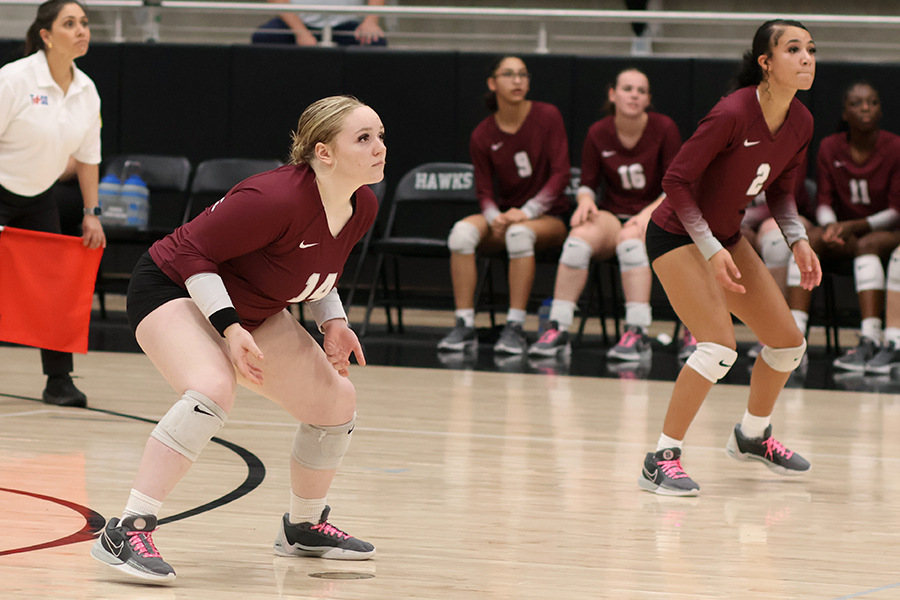 Freshman Kinsey Dean waits for a hit during the game vs. Hebron.