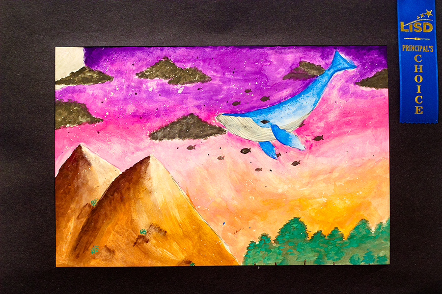 'Dream' by freshman Zariiah Madison is a watercolor art piece that won a Principal's Choice ribbon. 