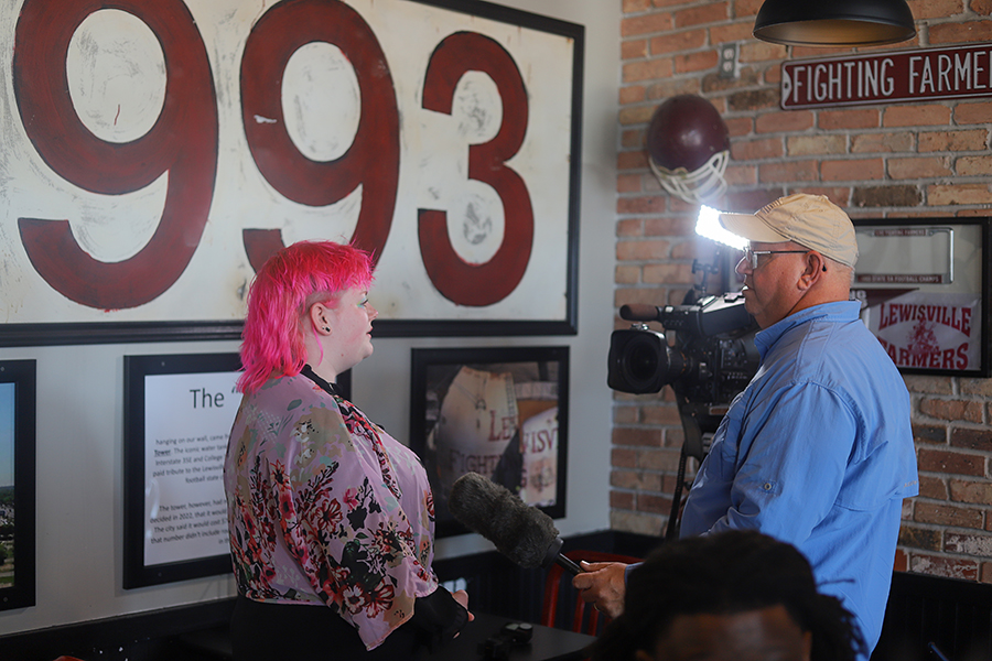Senior Abigail Ranck speaks to WFAA about the pizza, "Sweet Jesus."